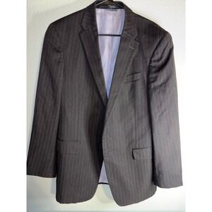 Tommy Hilfiger Mens 40R Blazer Black Pinstripe 100% Wool 2 Button Suit Jacket